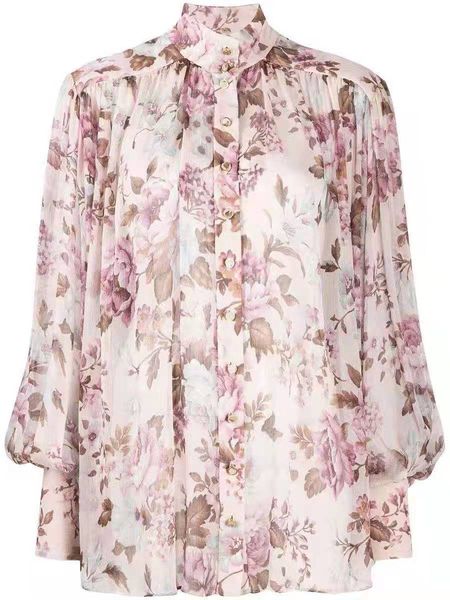australia small silk printed lantern, sleeve, small high collar shirt, loose and slim, versatile little fairy blouse, White
australia small silk printed lantern, sleeve, small high collar shirt, loose and slim, versatile little fairy blouse, White