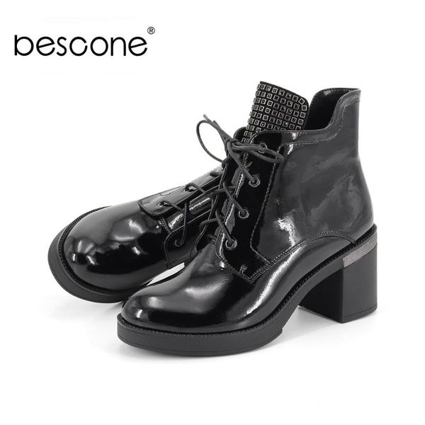 bescone lace-up women boots casual round toe handmade high heel shoes new casual genuine leather square heel ladies boots bc343, Black
bescone lace-up women boots casual round toe handmade high heel shoes new casual genuine leather square heel ladies boots bc343, Black