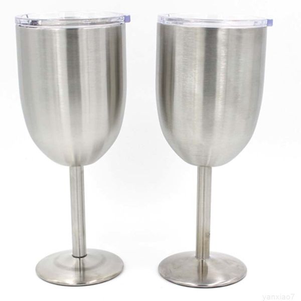 silver 10oz glasses goblets double layer stainless steel cup beer coffee wine glass with lid
silver 10oz glasses goblets double layer stainless steel cup beer coffee wine glass with lid