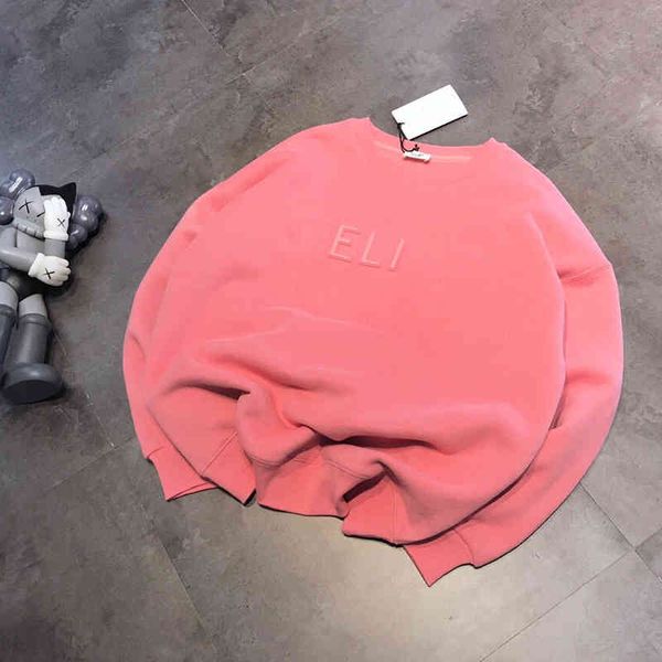 2022 factory wholesale new model steel seal letter printing plush long sleeved sweater women's winter loose pink couple bottoming shirt, Black