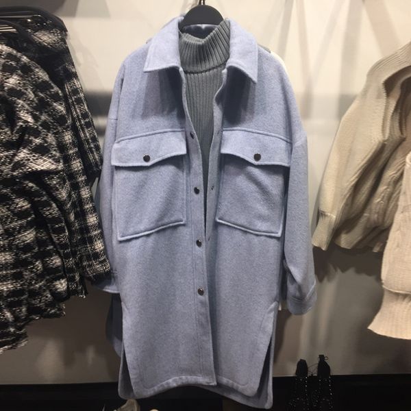 2021 autumn winter women oversize shirt jacket coat casual pockets warm wool outwear female loose long overcoats ladies, Black;brown
2021 autumn winter women oversize shirt jacket coat casual pockets warm wool outwear female loose long overcoats ladies, Black;brown