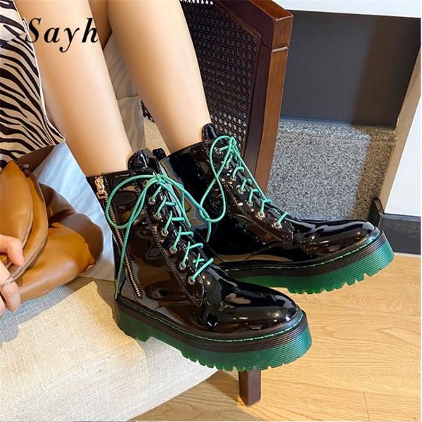 boots 2021 winter women warm ankle lace up zipper platform patent leather casual shoes, Black
boots 2021 winter women warm ankle lace up zipper platform patent leather casual shoes, Black