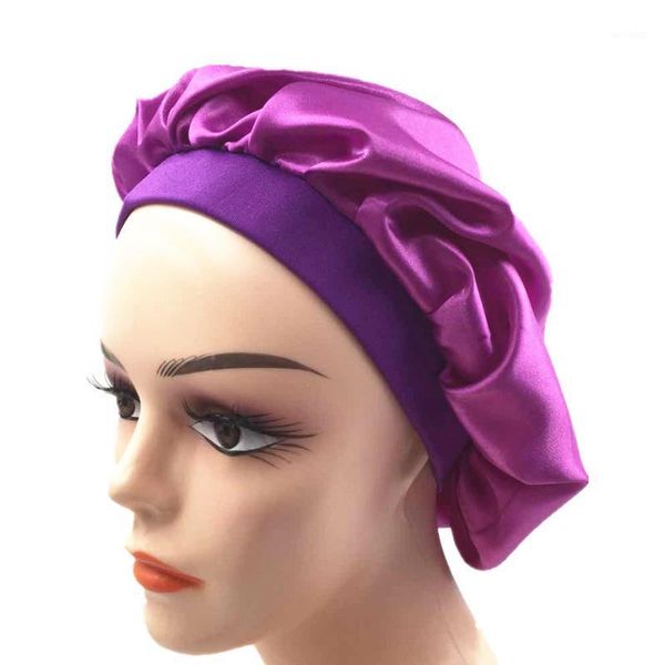 satin bonnet wide-brimmed high elastic nightcap solid color printing shower cap ladies chemotherapy hat hair care hat1 
satin bonnet wide-brimmed high elastic nightcap solid color printing shower cap ladies chemotherapy hat hair care hat1