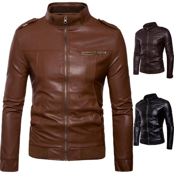 men's jackets spring casual leather jacket clothing fashion motorcycle zipper pu slim style blazer, Black;brown
men's jackets spring casual leather jacket clothing fashion motorcycle zipper pu slim style blazer, Black;brown