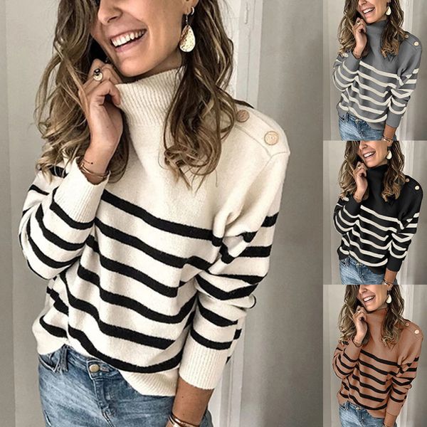 autumn winter button turtleneck sweater elegant striped long sleeve loose pullover vintage harajuku jumpers casual knitting lj201125, White;black
autumn winter button turtleneck sweater elegant striped long sleeve loose pullover vintage harajuku jumpers casual knitting lj201125, White;black