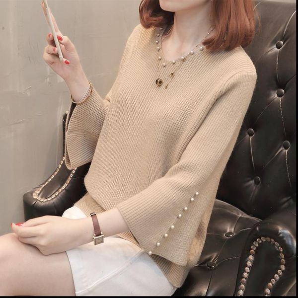 new 2021 autumn and winter women pearl beaded sweater v neck long sleeve loose women knit sweater and pullover ns4403, White;black
new 2021 autumn and winter women pearl beaded sweater v neck long sleeve loose women knit sweater and pullover ns4403, White;black