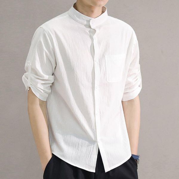 men's casual shirts for men chinese style half vintage clothing cotton linen white mens fashion trends, White;black
men's casual shirts for men chinese style half vintage clothing cotton linen white mens fashion trends, White;black