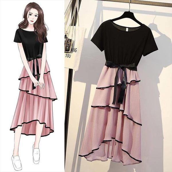 a line ruffles patchwork women dress big size xl 2xl casual short sleeve cute summer dress plus size long elegant, Black;gray
a line ruffles patchwork women dress big size xl 2xl casual short sleeve cute summer dress plus size long elegant, Black;gray