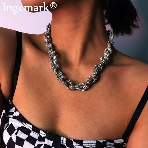gothic luxury crystal big chunky chain necklace steampunk men punk thick twisted heavy rhinestone choker necklace women jewelry 0927, Silver
gothic luxury crystal big chunky chain necklace steampunk men punk thick twisted heavy rhinestone choker necklace women jewelry 0927, Silver