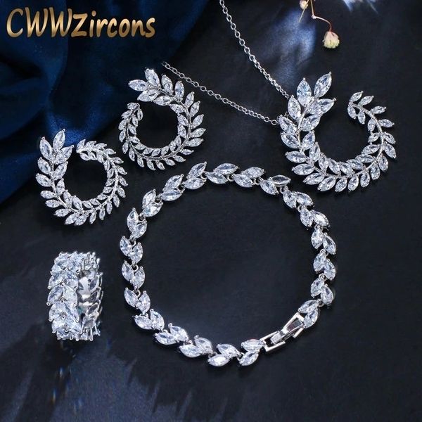 cwwzircons 4 pcs leaf shape new fashion cz necklace earring bracelet and ring sets famous brand jewelry womens accessories t011 201222, Slivery;crystal
cwwzircons 4 pcs leaf shape new fashion cz necklace earring bracelet and ring sets famous brand jewelry womens accessories t011 201222, Slivery;crystal