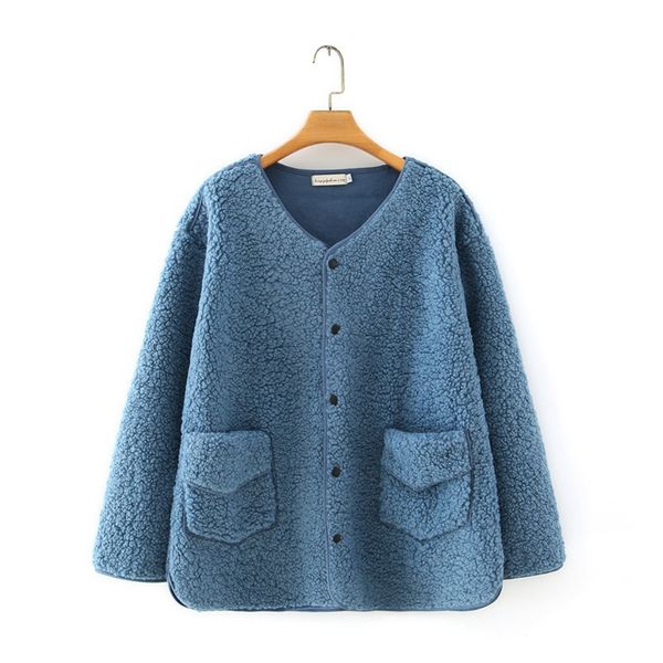 size xl-4xl plus autumn coats of female lamb wool stylish long sleeve outerwear with pockets q6e5, Black;brown
size xl-4xl plus autumn coats of female lamb wool stylish long sleeve outerwear with pockets q6e5, Black;brown