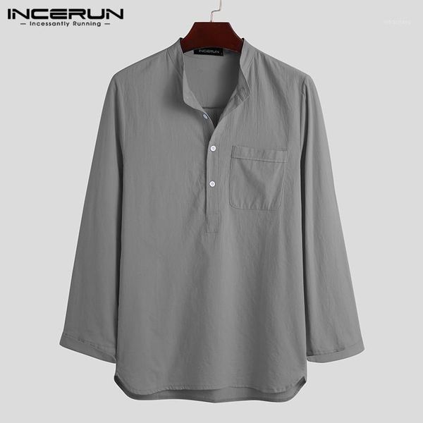 incerun solid color blusas leisure pockets camisa hombre chemise mens cotton shirts autumn long sleeve stand collar blouse s-3xl1, White;black
incerun solid color blusas leisure pockets camisa hombre chemise mens cotton shirts autumn long sleeve stand collar blouse s-3xl1, White;black