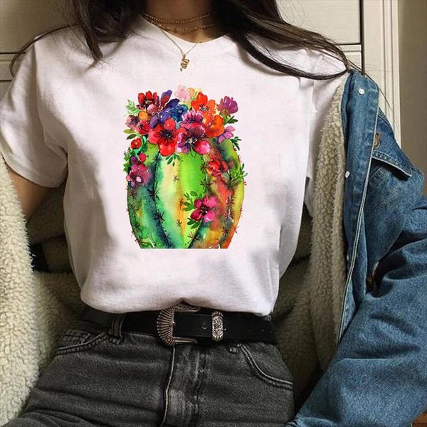 women lady tees print graphic summer autumn clothing plant flower cactus clothes clothing female t shirt womens t shirt, White
women lady tees print graphic summer autumn clothing plant flower cactus clothes clothing female t shirt womens t shirt, White