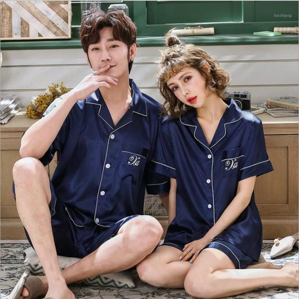 summer new ice silk couple pajamas short-sleeved men and women v-neck cardigan silk clothing suit wholesale1, Black;red
summer new ice silk couple pajamas short-sleeved men and women v-neck cardigan silk clothing suit wholesale1, Black;red