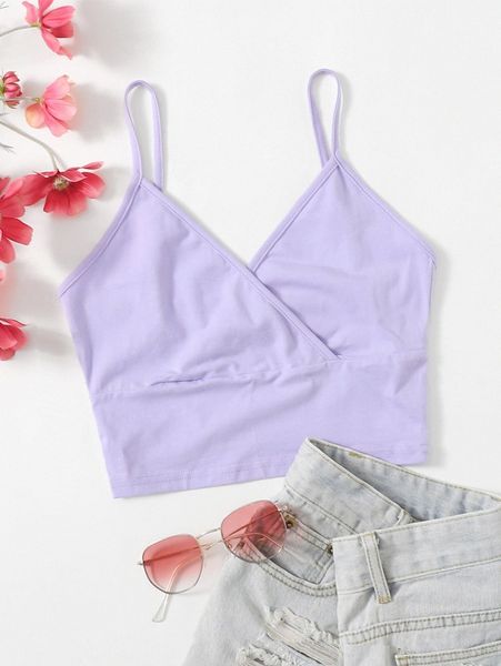 wrap detail solid cami c8py#, White