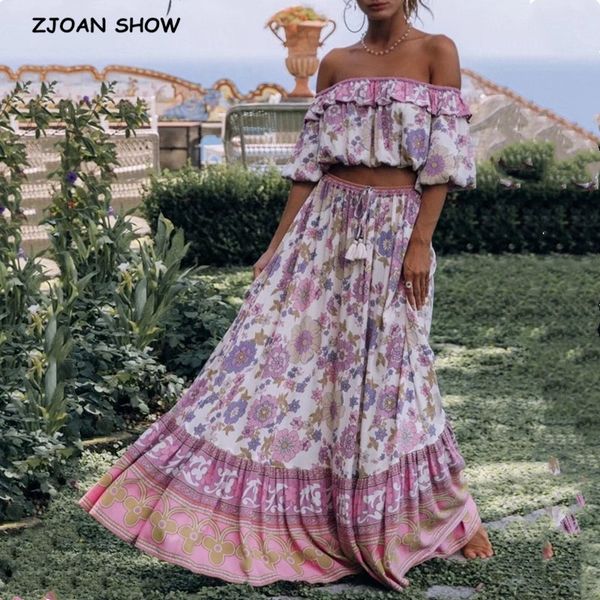 2019 bohemia ruffle elastic slash neck floral print pullover shirt women elastic waist maxi long skirt pink holiday 2 pieces set x0923, Gray
2019 bohemia ruffle elastic slash neck floral print pullover shirt women elastic waist maxi long skirt pink holiday 2 pieces set x0923, Gray
