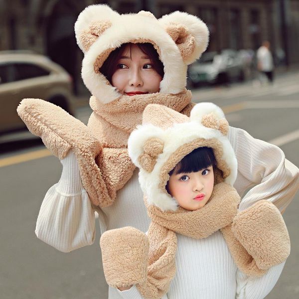 hats, scarves & gloves sets winter kids 3 in 1 plush hat cute ears scarf hoodie cap casual solid warm thickening set women caps, Blue;gray
hats, scarves & gloves sets winter kids 3 in 1 plush hat cute ears scarf hoodie cap casual solid warm thickening set women caps, Blue;gray