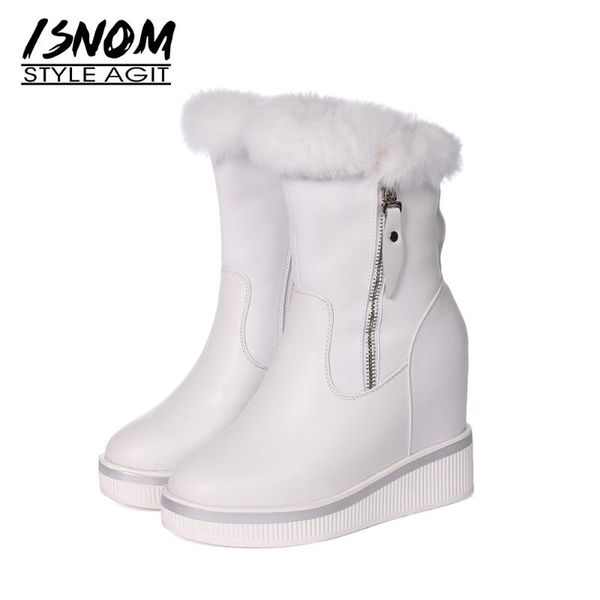 isnom women genuine leather snow boots round toe zip warm fur ankle boots fashion outdoor platform wedges heel winter 2020, Black
isnom women genuine leather snow boots round toe zip warm fur ankle boots fashion outdoor platform wedges heel winter 2020, Black