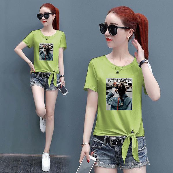 t-shirt 2020 summer avocado green fashion print half bow loose short sleeve student girl top
t-shirt 2020 summer avocado green fashion print half bow loose short sleeve student girl top