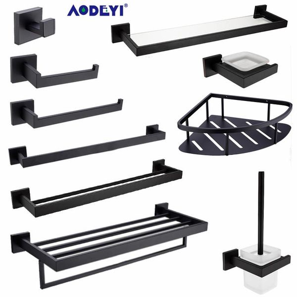 

aodeyi bathroom hardware set black robe hook towel rail rack bar shelf paper holder toothbrush holder bathroom accessories bbylry lg2010