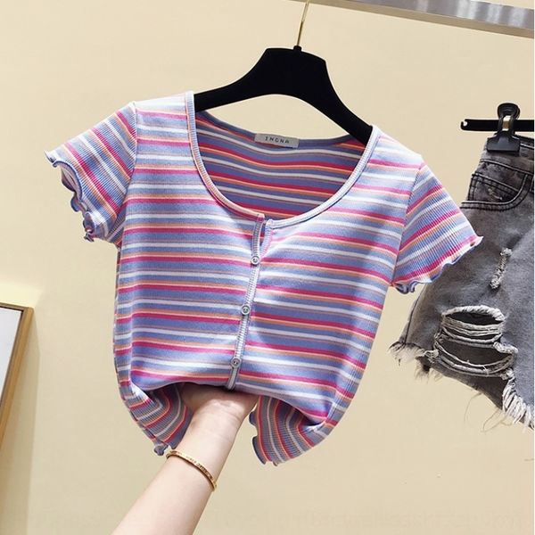 iopw1 rainbow v-neck stripe short sleeve coat t-shirt summer slim new net red ins super fire 2020 and versatile short t-shirt for wom, White
iopw1 rainbow v-neck stripe short sleeve coat t-shirt summer slim new net red ins super fire 2020 and versatile short t-shirt for wom, White