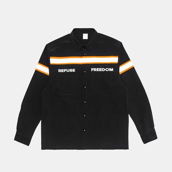 autumn 2018 new men shirt long sleeve male cotton black fold 3m reflective stripmens shirts casual slim fit modis coat 50cs0011, White;black
autumn 2018 new men shirt long sleeve male cotton black fold 3m reflective stripmens shirts casual slim fit modis coat 50cs0011, White;black