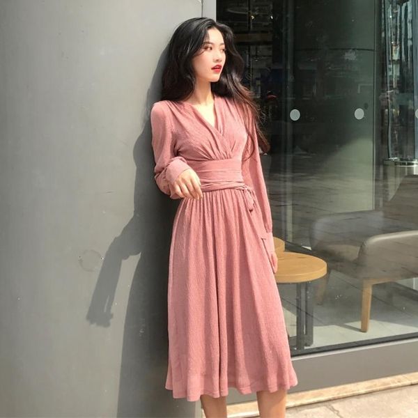 casual dresses solid long sleeve holiday dress female high waist autumn korean fashion v-neck lace-up ladies, Black;gray
casual dresses solid long sleeve holiday dress female high waist autumn korean fashion v-neck lace-up ladies, Black;gray