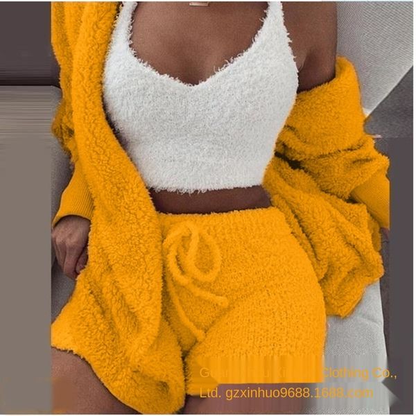 dt32k casual winter plush home 3-piece pants suitvest pants setwear women's suit set pajamas long sleeve navel vest shorts set fulw5, Gray
dt32k casual winter plush home 3-piece pants suitvest pants setwear women's suit set pajamas long sleeve navel vest shorts set fulw5, Gray