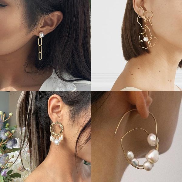 dangle & chandelier lrregular geometric gold color metal drop earrings for women korea fashion imitate pearl statement jewelry gift, Silver
dangle & chandelier lrregular geometric gold color metal drop earrings for women korea fashion imitate pearl statement jewelry gift, Silver