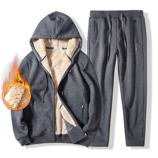 man thicken winter sets fashion trend fleece long sleeve zipper hooded coats drawstring sports pants suits designer male casual tracksuits, Gray
man thicken winter sets fashion trend fleece long sleeve zipper hooded coats drawstring sports pants suits designer male casual tracksuits, Gray