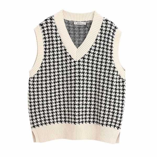 stylish chic houndstooth plaid sleeveless sweater women fashion v-neck pullovers elegant ladies casual jumpers 201221, White;black
stylish chic houndstooth plaid sleeveless sweater women fashion v-neck pullovers elegant ladies casual jumpers 201221, White;black