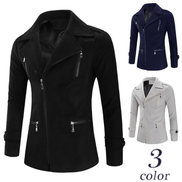 autumn and winter new style men slim fit trench coat men's coat solid color cool zipper accories england mid-length overcoat1, Black 
autumn and winter new style men slim fit trench coat men's coat solid color cool zipper accories england mid-length overcoat1, Black
