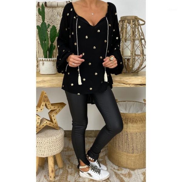 women's blouses & shirts bohemian women autumn 2021 harajuku ladies loose lantern long sleeve hollow v-neck oversized sequin streetwear, White
women's blouses & shirts bohemian women autumn 2021 harajuku ladies loose lantern long sleeve hollow v-neck oversized sequin streetwear, White