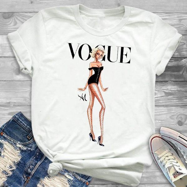 women lady t shirt vogue printed tshirt ladies short sleeve loose tee shirt women female clothes graphic t-shirt, White 
women lady t shirt vogue printed tshirt ladies short sleeve loose tee shirt women female clothes graphic t-shirt, White