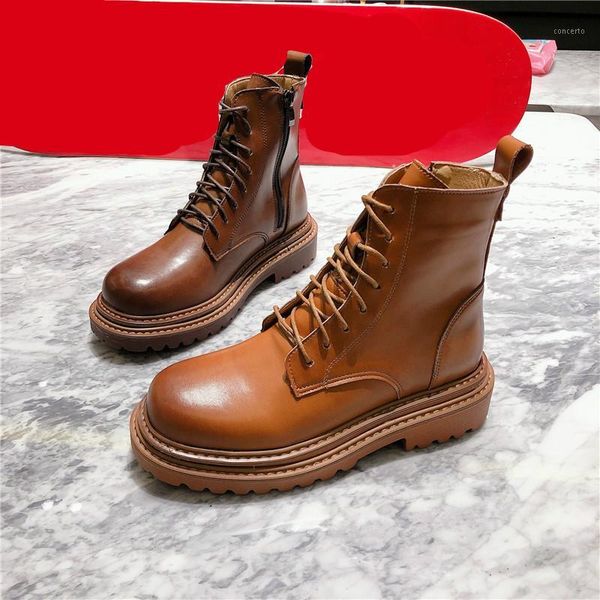 deat 2020 new spring autumn fashion casual solid color lace-up thick bottom muffin leather single shoes women cool boots sf2751, Black
deat 2020 new spring autumn fashion casual solid color lace-up thick bottom muffin leather single shoes women cool boots sf2751, Black