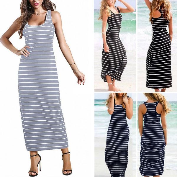 women stripes sleeveless dress long dress fashion beach1, Black;gray
women stripes sleeveless dress long dress fashion beach1, Black;gray