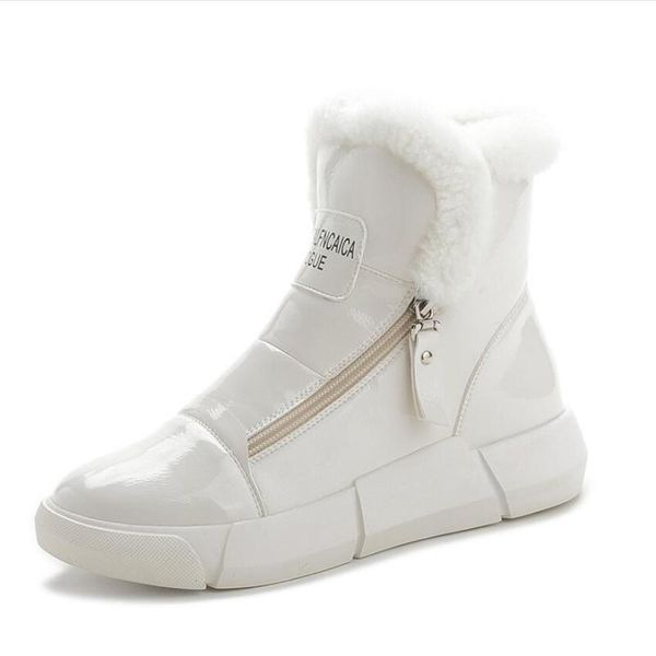 warm flat women's boots; patent leather vamp side zipper mid-tube plush waterproof snow boots thick-soled winter women's shoes, Black
warm flat women's boots; patent leather vamp side zipper mid-tube plush waterproof snow boots thick-soled winter women's shoes, Black
