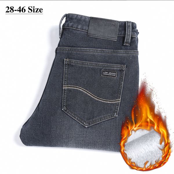 plus size 42 44 46 winter jeans men thicken fleece warm straight denim pants male classic business casual trousers black grey q0105, Black;white
plus size 42 44 46 winter jeans men thicken fleece warm straight denim pants male classic business casual trousers black grey q0105, Black;white