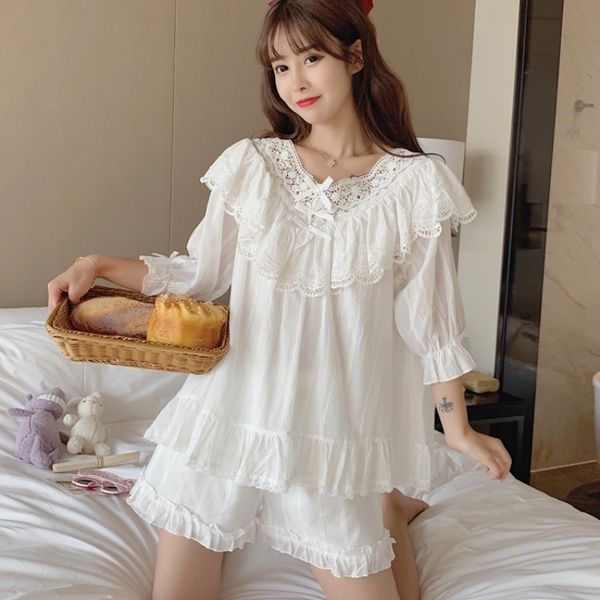 2020 girlssweet thin pants suit pants suit white palace style stitching lace short-sleeved home clothes set pajamas fbrpb, Gray
2020 girlssweet thin pants suit pants suit white palace style stitching lace short-sleeved home clothes set pajamas fbrpb, Gray