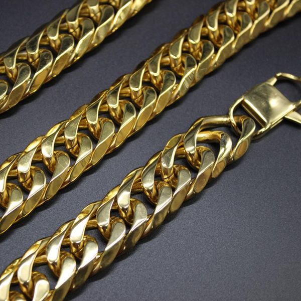 mens yellow gold bling stainless steel double link curb cuba chain necklace heavy 16mm18"-40, Silver
mens yellow gold bling stainless steel double link curb cuba chain necklace heavy 16mm18"-40, Silver