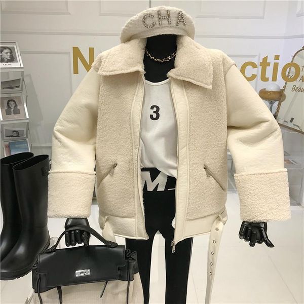 in autumn and winter 2020, the new korean version of loose thick collar locomotive fur integrated lamb fur leather jacket, Black
in autumn and winter 2020, the new korean version of loose thick collar locomotive fur integrated lamb fur leather jacket, Black