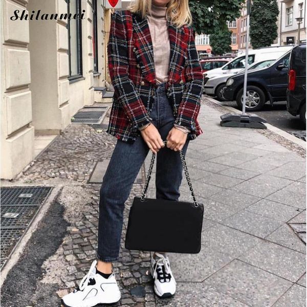 classic plaid jacket women 2020 autumn slim jacket women lapel double breasted coat england style female coat fashion outerwear1, Black;brown
classic plaid jacket women 2020 autumn slim jacket women lapel double breasted coat england style female coat fashion outerwear1, Black;brown