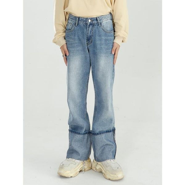 men's jeans male women couple wide leg trousers men cuffs streetwear vintage casual straight denim pant, Blue
men's jeans male women couple wide leg trousers men cuffs streetwear vintage casual straight denim pant, Blue
