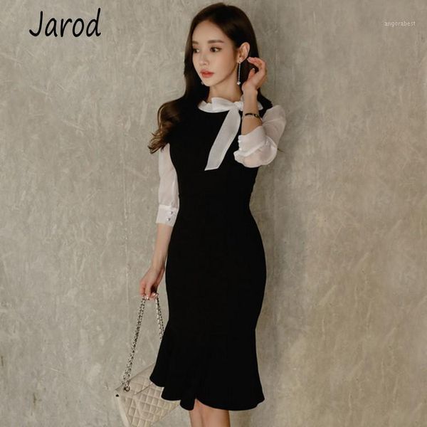 women 2020 spring new vintage sweet bow contrast color mermaid bodycon sheath dresses ladies vestidos1, Black;gray
women 2020 spring new vintage sweet bow contrast color mermaid bodycon sheath dresses ladies vestidos1, Black;gray