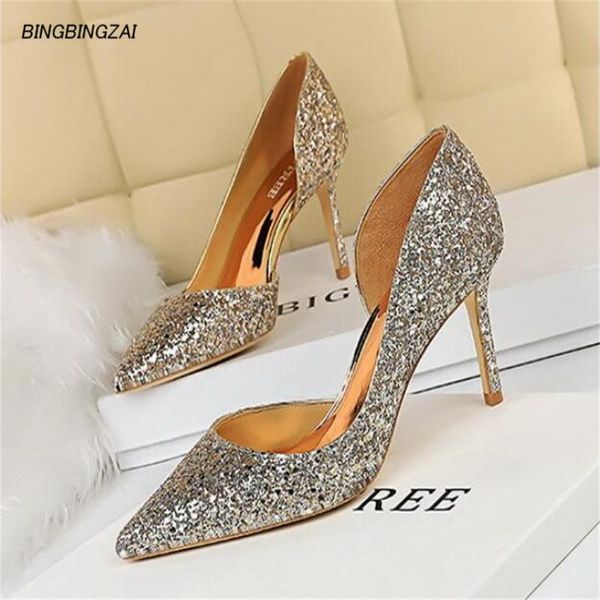bbzai shoes woman superior quality 8cm side-cut sequins thin heels pointed toe wedding princess dress pumps good femmes, Black
bbzai shoes woman superior quality 8cm side-cut sequins thin heels pointed toe wedding princess dress pumps good femmes, Black