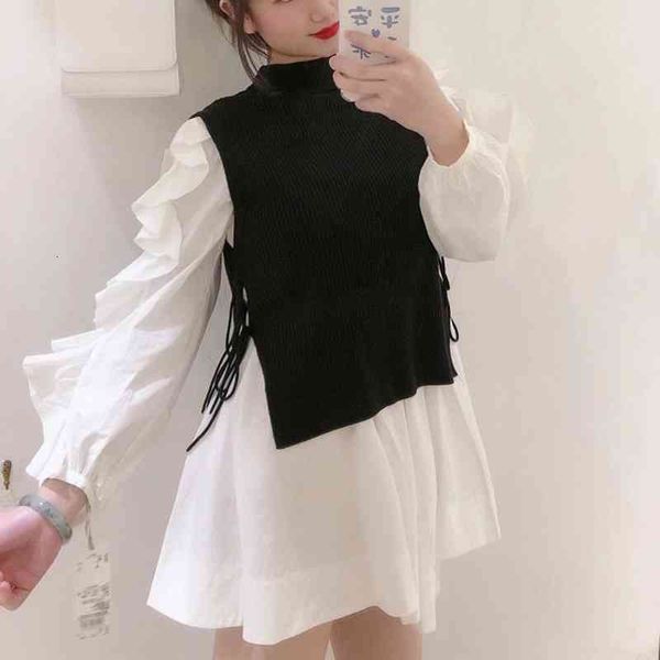 two piece dress 2022 autumn women's clothing temperament drawstring sweater vest long sleeved fungus irregular shirt dresses sets qxfs, White
two piece dress 2022 autumn women's clothing temperament drawstring sweater vest long sleeved fungus irregular shirt dresses sets qxfs, White