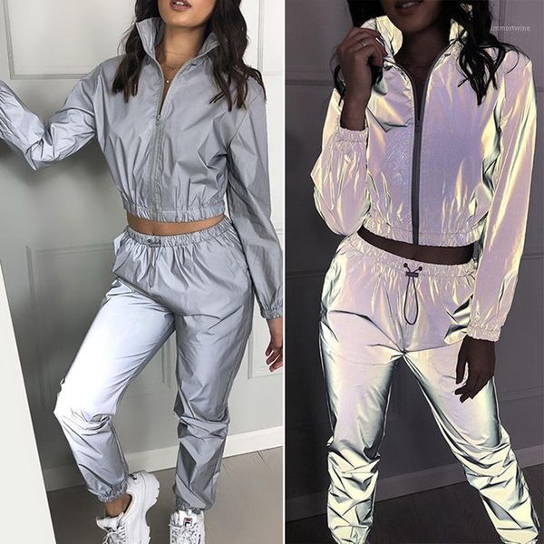 women's windbreaker suit reflective 2-piece casual hip-hop jacket night light pants suit1, Gray
women's windbreaker suit reflective 2-piece casual hip-hop jacket night light pants suit1, Gray