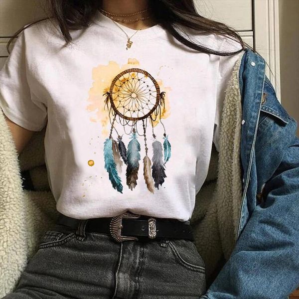 women clothes lady tees graphic printing watercolor vintage feather 90s cute fashion female t shirt womens t shirt, White
women clothes lady tees graphic printing watercolor vintage feather 90s cute fashion female t shirt womens t shirt, White