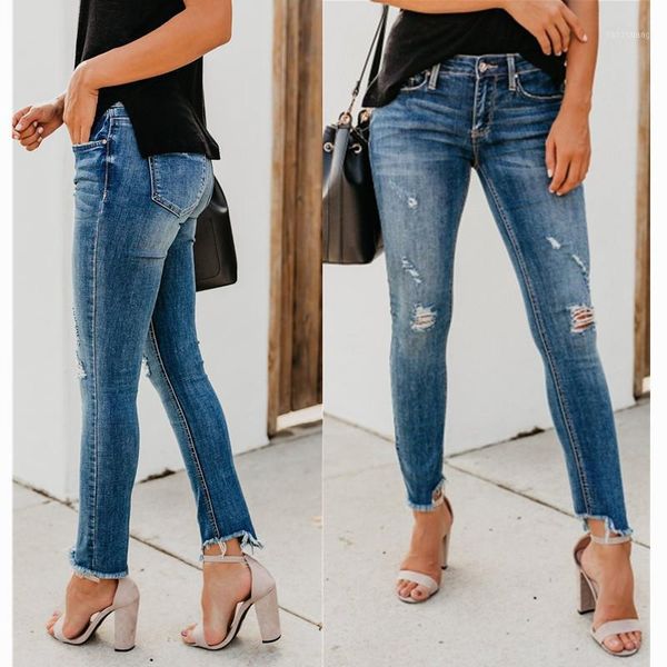 2020 spring women stretch ripped distressed skinny high waist denim pants shredded jeans trousers1, Blue
2020 spring women stretch ripped distressed skinny high waist denim pants shredded jeans trousers1, Blue