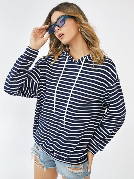 drop shoulder striped drawstring hoodie u9ev#, White;black
drop shoulder striped drawstring hoodie u9ev#, White;black